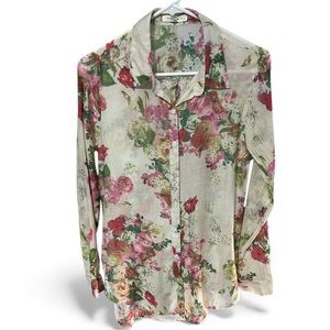 BD Collection Floral Sheer Button Blouse
